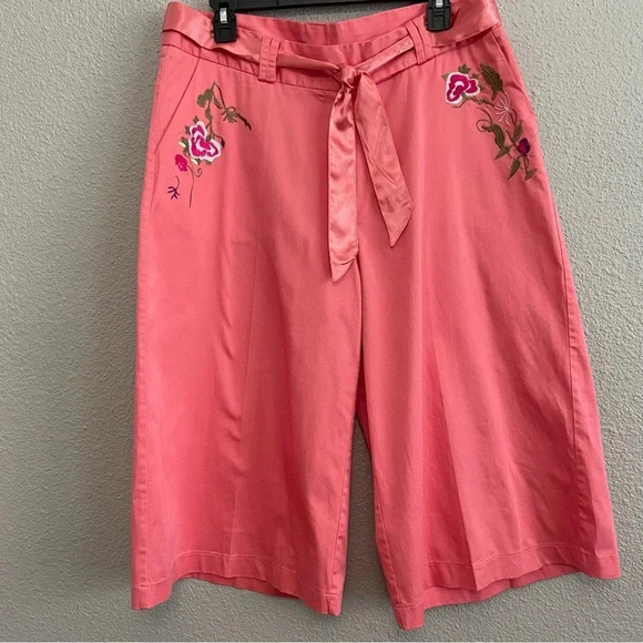 Coast to Coast Embroidered Bermuda Wide Leg Shorts Size 14 Cotton Blend - Picture 1 of 4